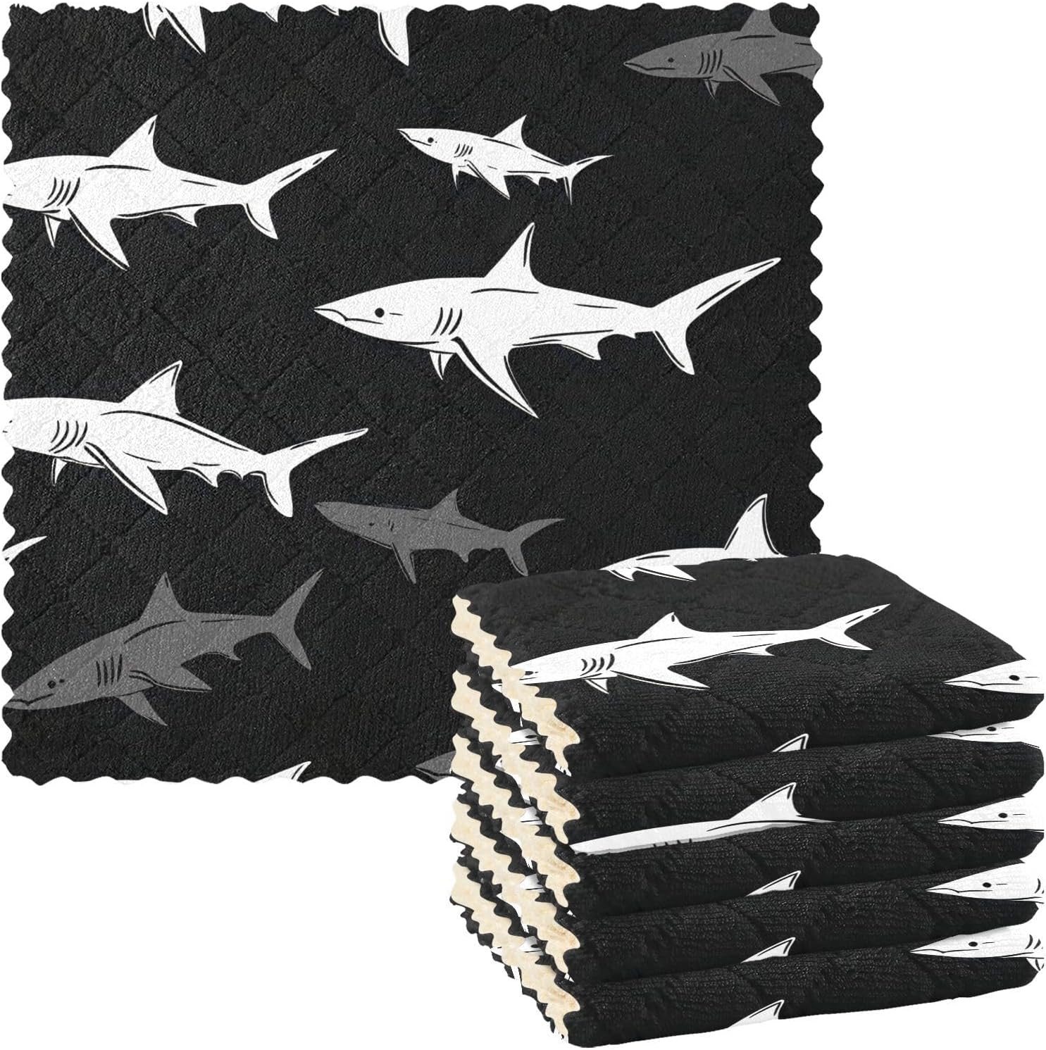 Black Shark microfiber towel hand 6 Pack kitchen terry dish cloths decoración toallas de microfibra para limpieza 11x11in
