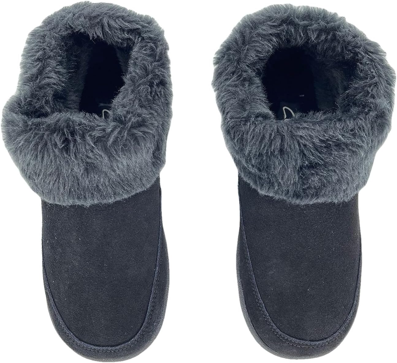 Clarks Womens Slipper Suede Ankle Bootie JMH1883 -Plush Faux Fur Collar and Lining - Indoor Outdoor House Slippers For Women (7 M US, Black Suede) - Image 4