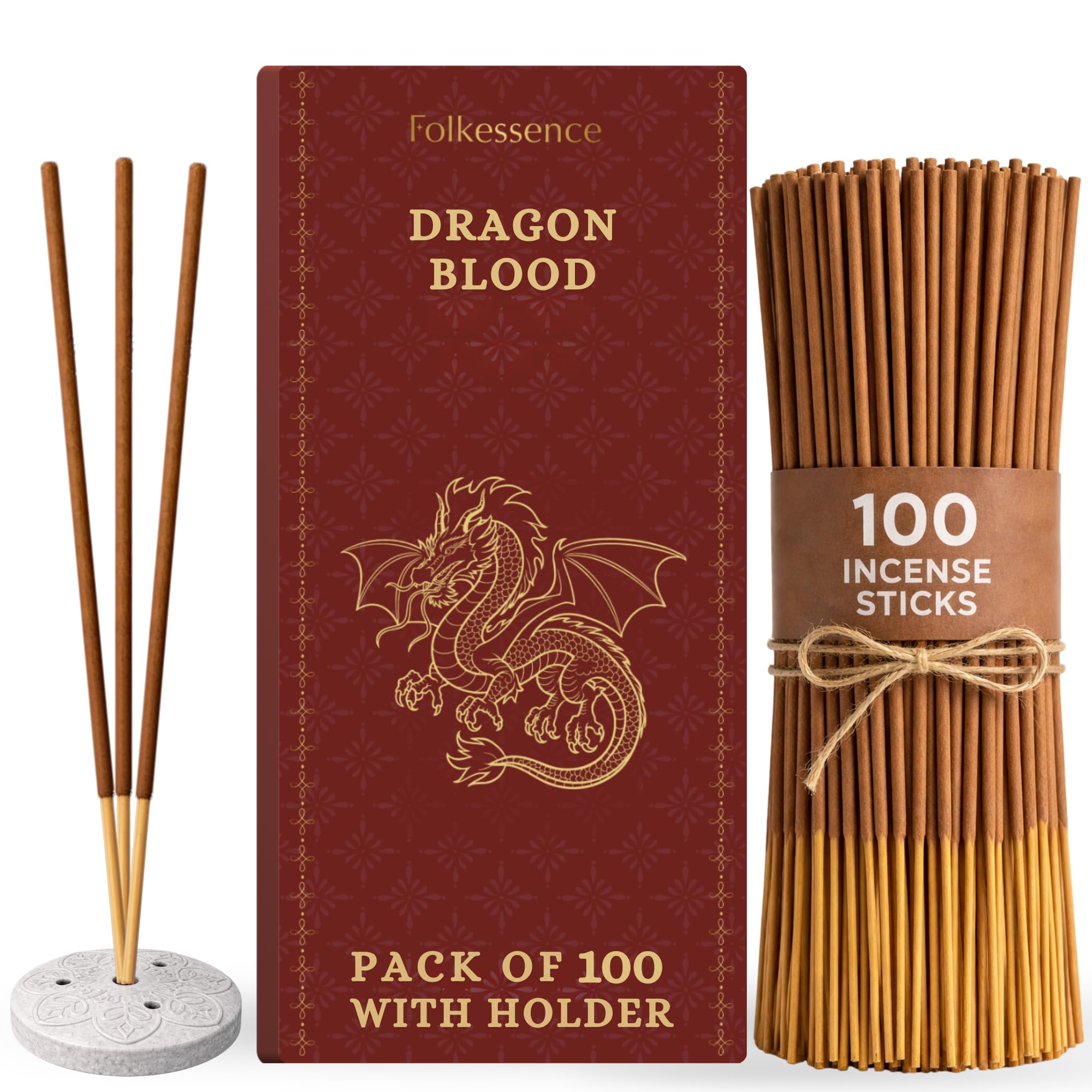 Folkulture Fall Incense Sticks with Holder (100 Sticks) | Dragon Blood Autumn incense for Aromatherapy, Relaxation | No Charcoal, 45 Min, Non Toxic Incense Sticks |Home Decor Gifts For Fall Essentials