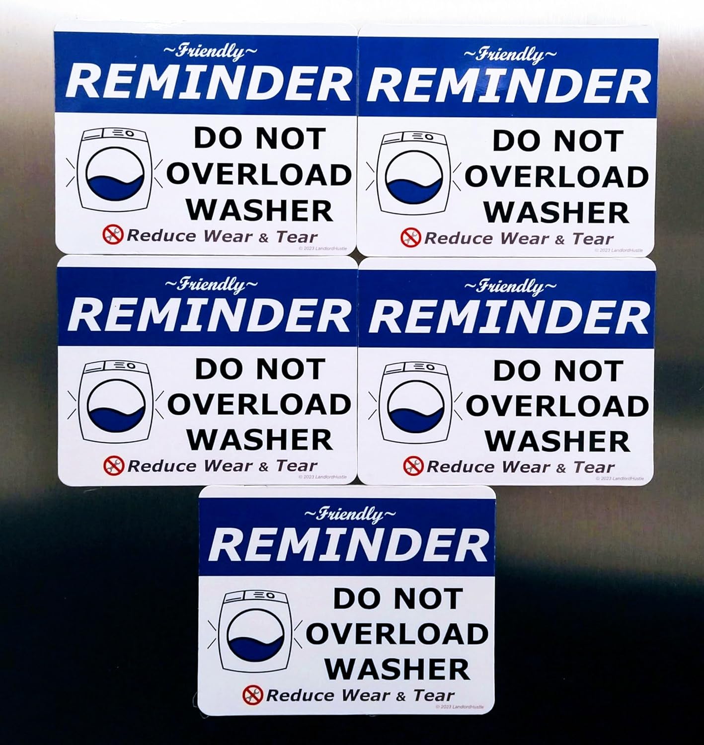 Washing Machine Magnet - Do Not Overload Washer Friendly Reminder Sign - 10 Pack