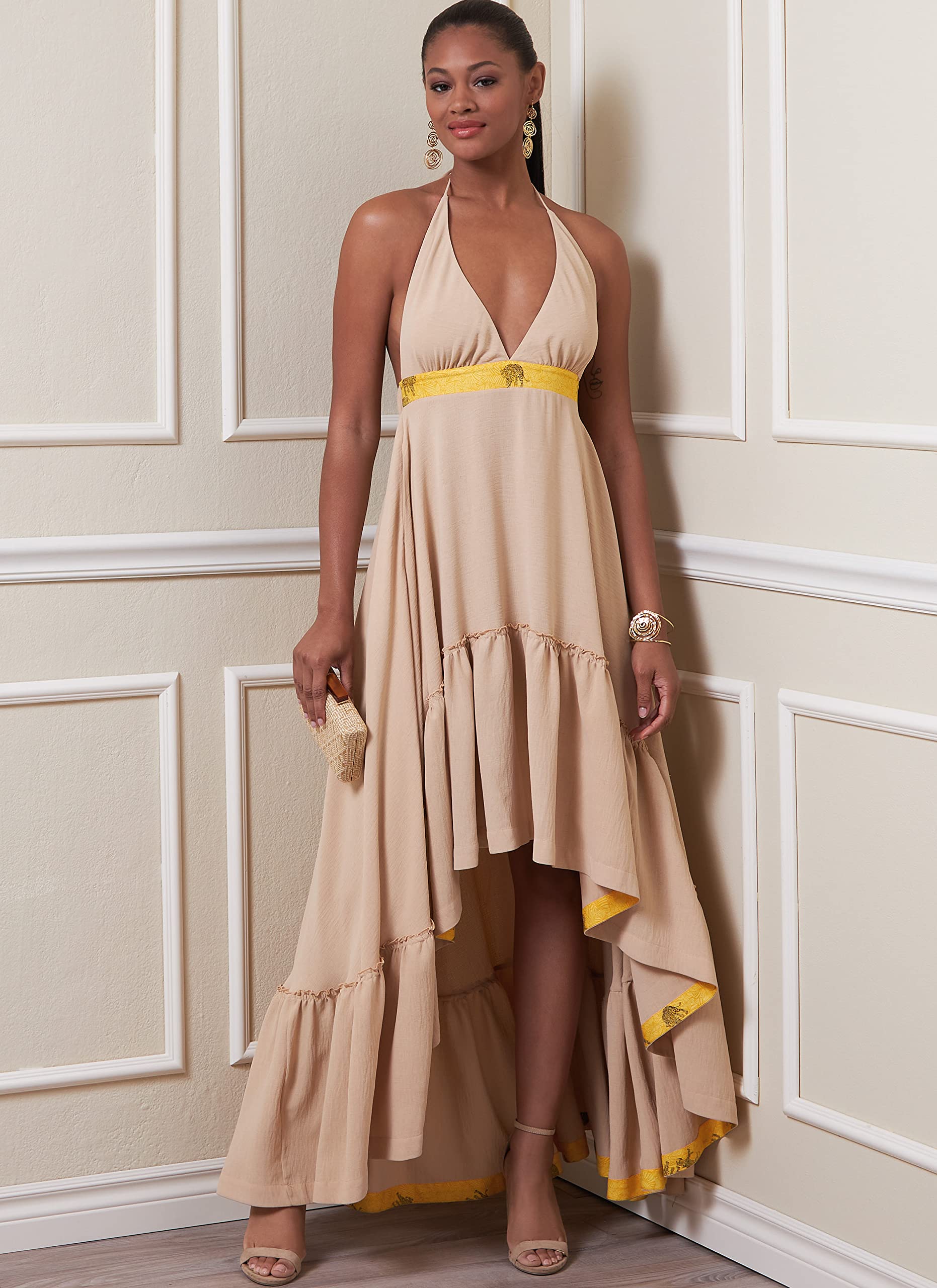vogue halter neck dress patterns Vogue Patterns 1534 MISSES' HALTER-NECK, PLEATED FLOOR-LENGTH DRESS