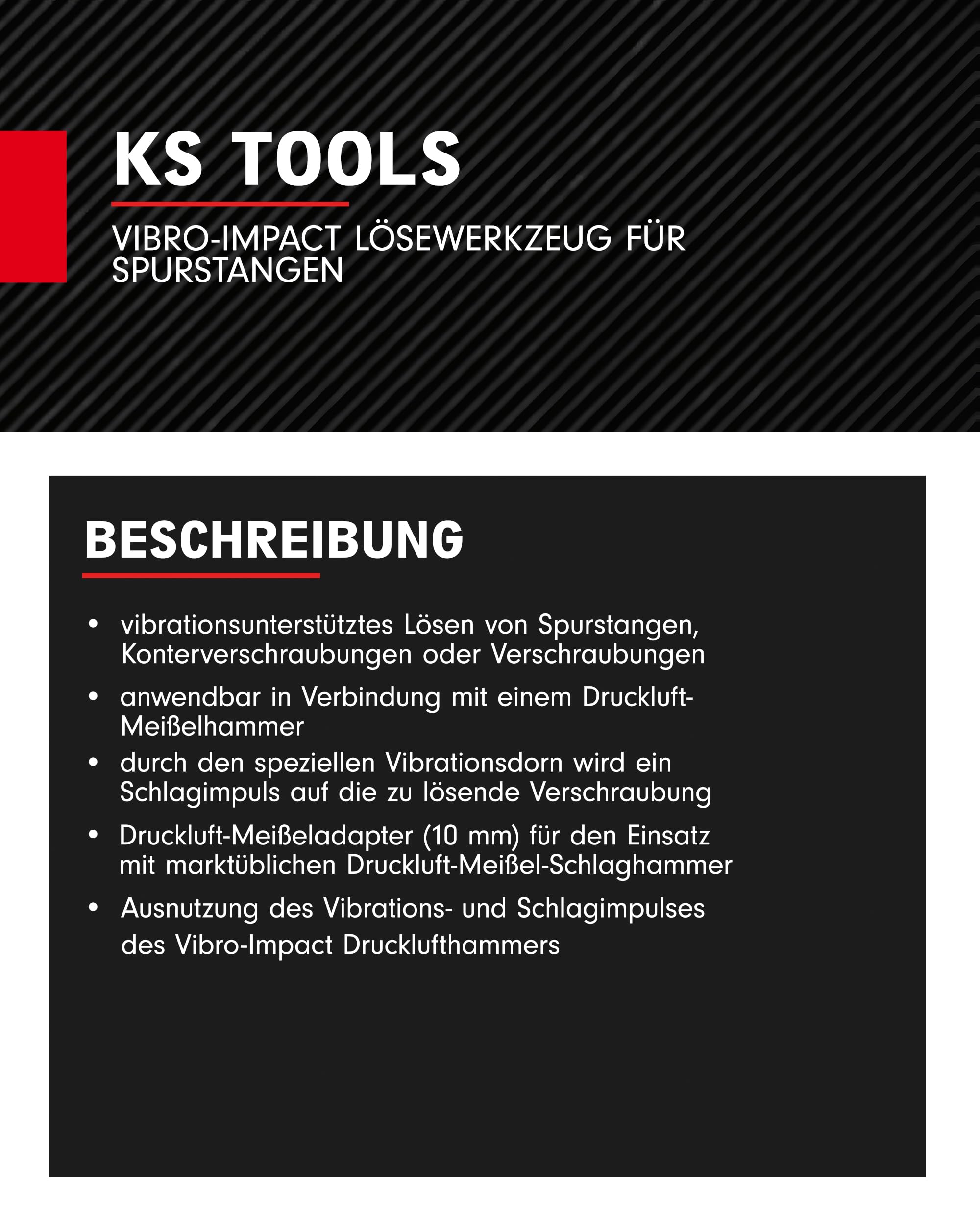 KS Tools Vibro-Impact Lösewerkzeug für Spurstangen 150.1608 I Spezialwerkzeug KFZ zum Lösen von Spurstangen, Konterverschraubungen & Achsenverschraubungen