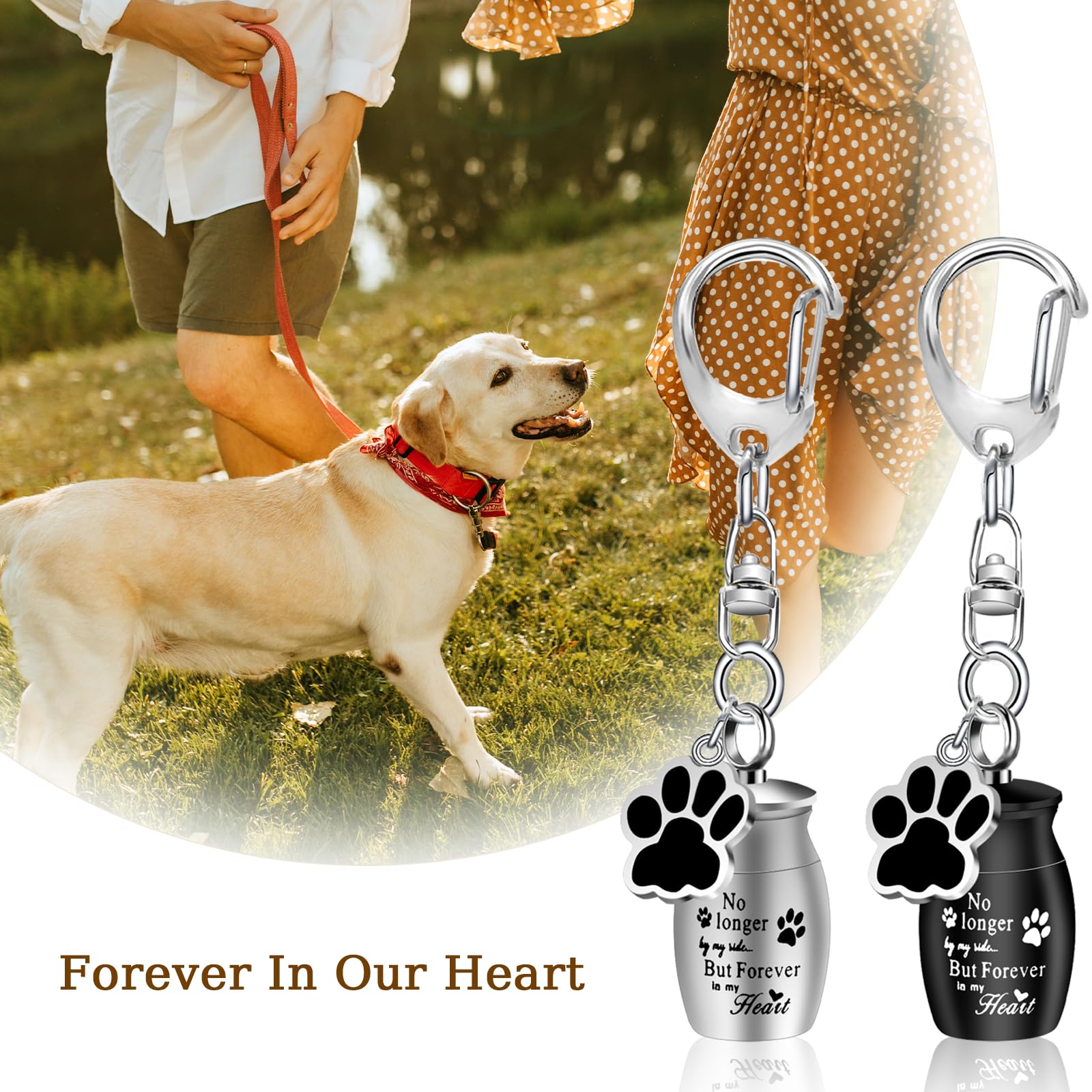 Urne Portachiavi Per Ceneri Animali Domestici - 2 Pezzi In Acciaio, Con Sacchetto, Per Ricordo Di Cani E Gatti - Foto 5