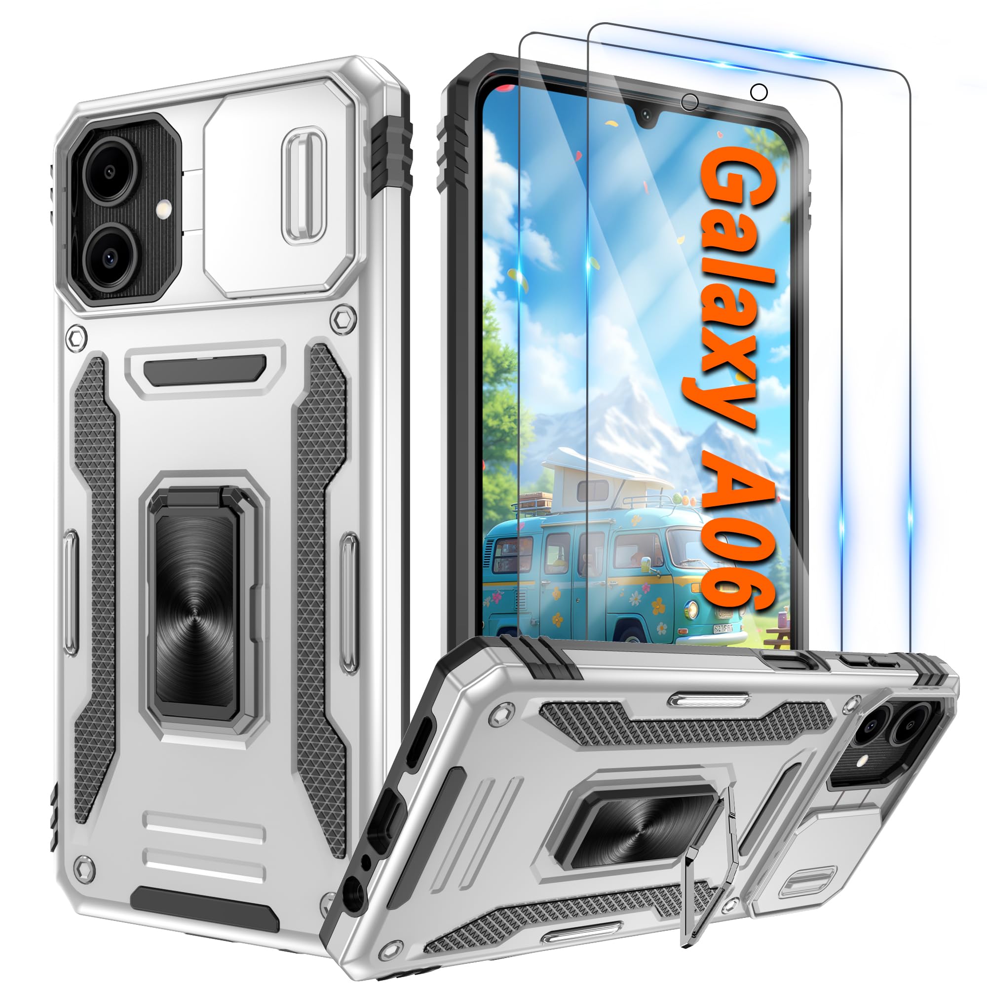 Pilaru Handyhülle für Samsung Galaxy A06 5G Hülle, mit 2 Stü