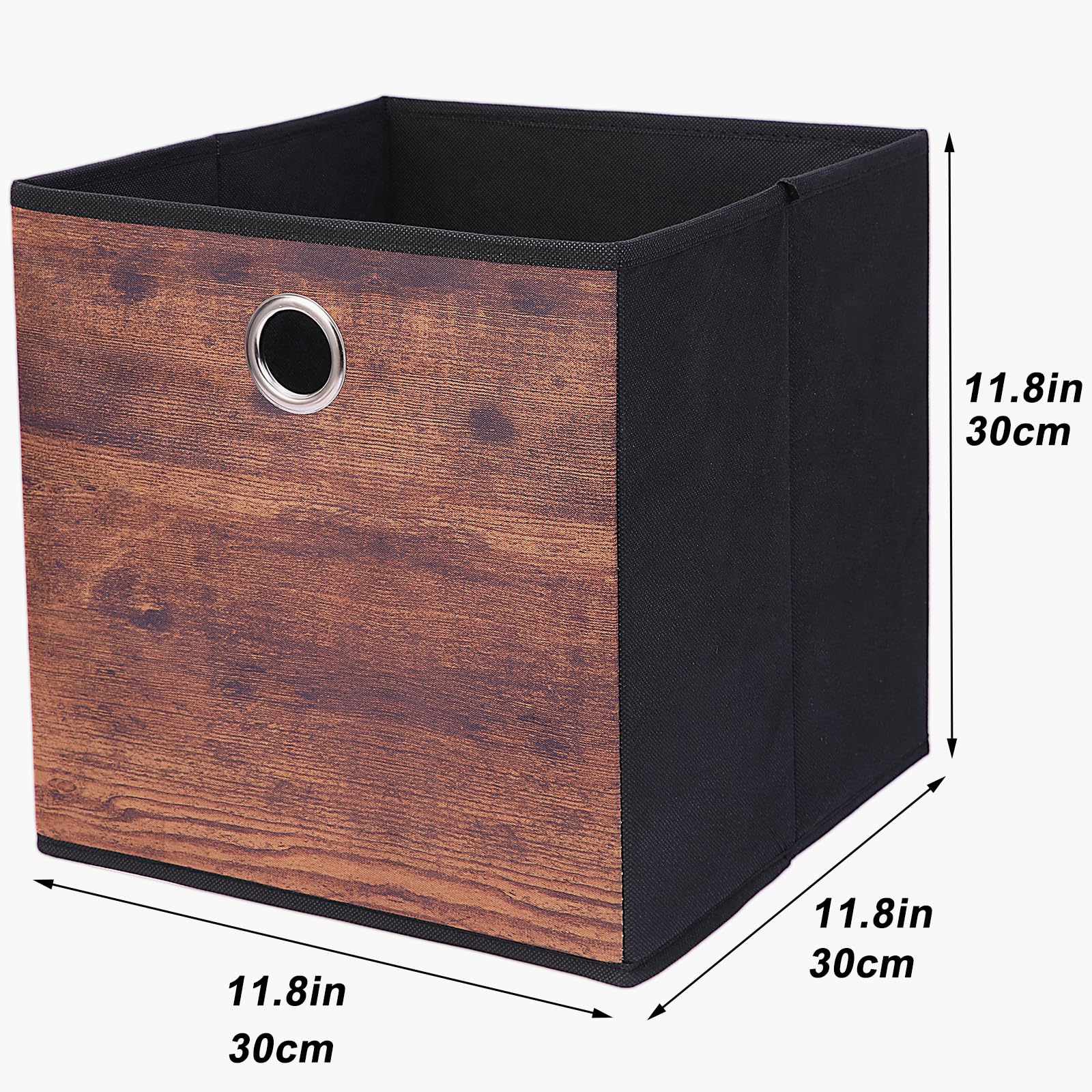 JAKAGO Foldable Storage Boxes Set of 6,Sturdy Storage Cubes 30 x 30 x 30 cm for Cube Storage Unit for Shelves Clothes Towels Toys Organiser-Wood Grain - Image 3
