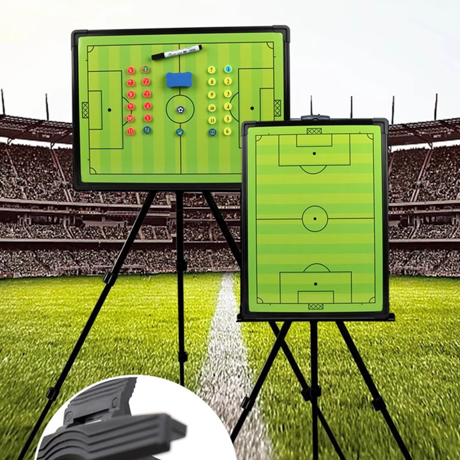 Pizarra Tactica Entrenador Futbol, Pizarra Magnetica Futbol con Soporte, Piezas De Ajedrez, Rotulador, Borrador Y Bolsa de Almacenamiento, Adecuado para Competición Y Entrenamiento