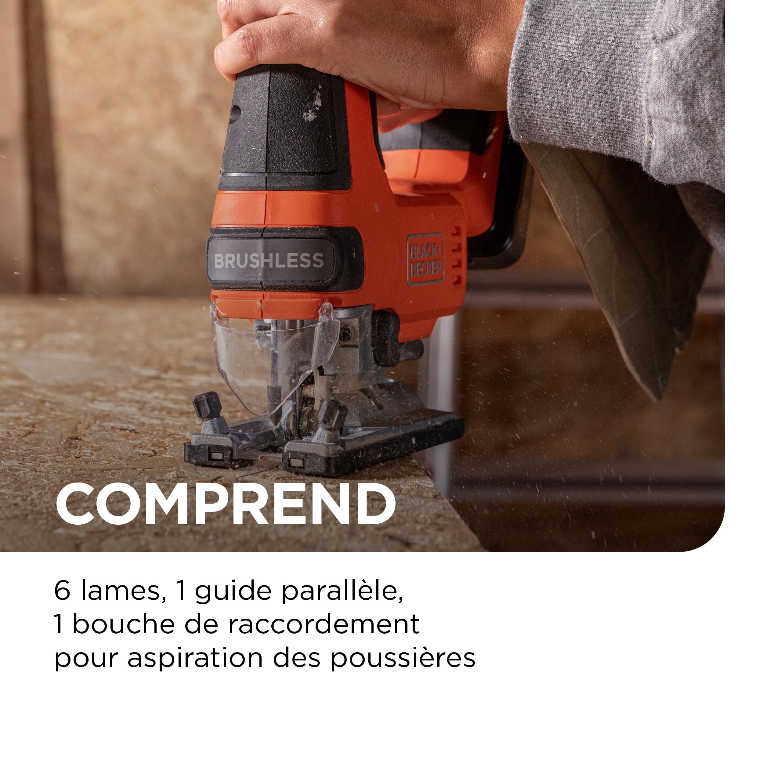 BLACK+DECKER Scie sauteuse sans fil Brushless, outil seul 18V, avec 6 lames, batterie non incluse, BLCJS78NZ-XJ