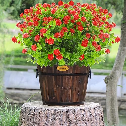 Miniatura 3 de Flores artificiales para exteriores, 8 ramos resistentes a los rayos UV, flores falsas de plástico para exteriores, plantas verdes artificiales para