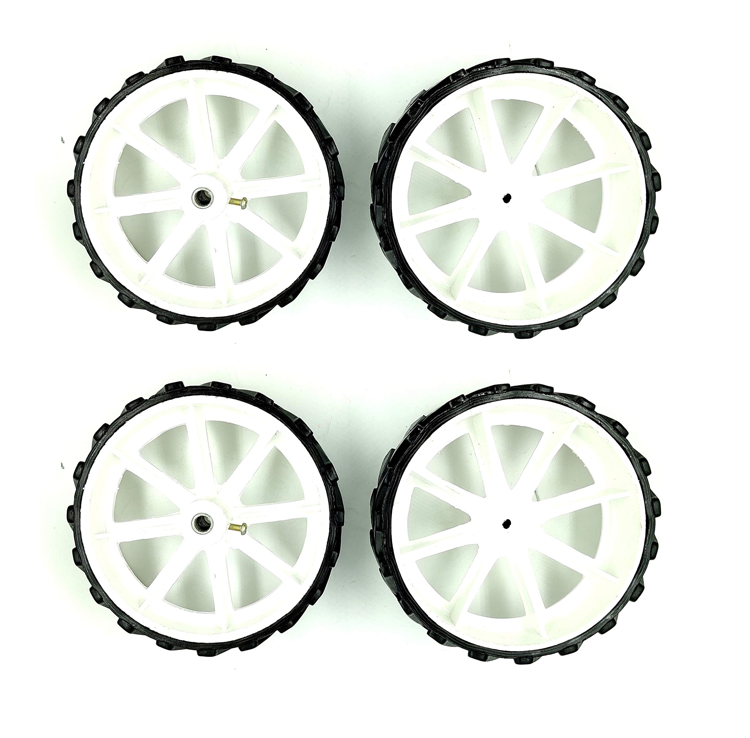INVENTO 4pcs 110mm x 40mm Plastic Robotic Wheel Durable Rubber White Tire Wheel with metal collet for DC Geared Motor RC Car Robot (B07YM222HC) Amazon Price History, Amazon Price Tracker