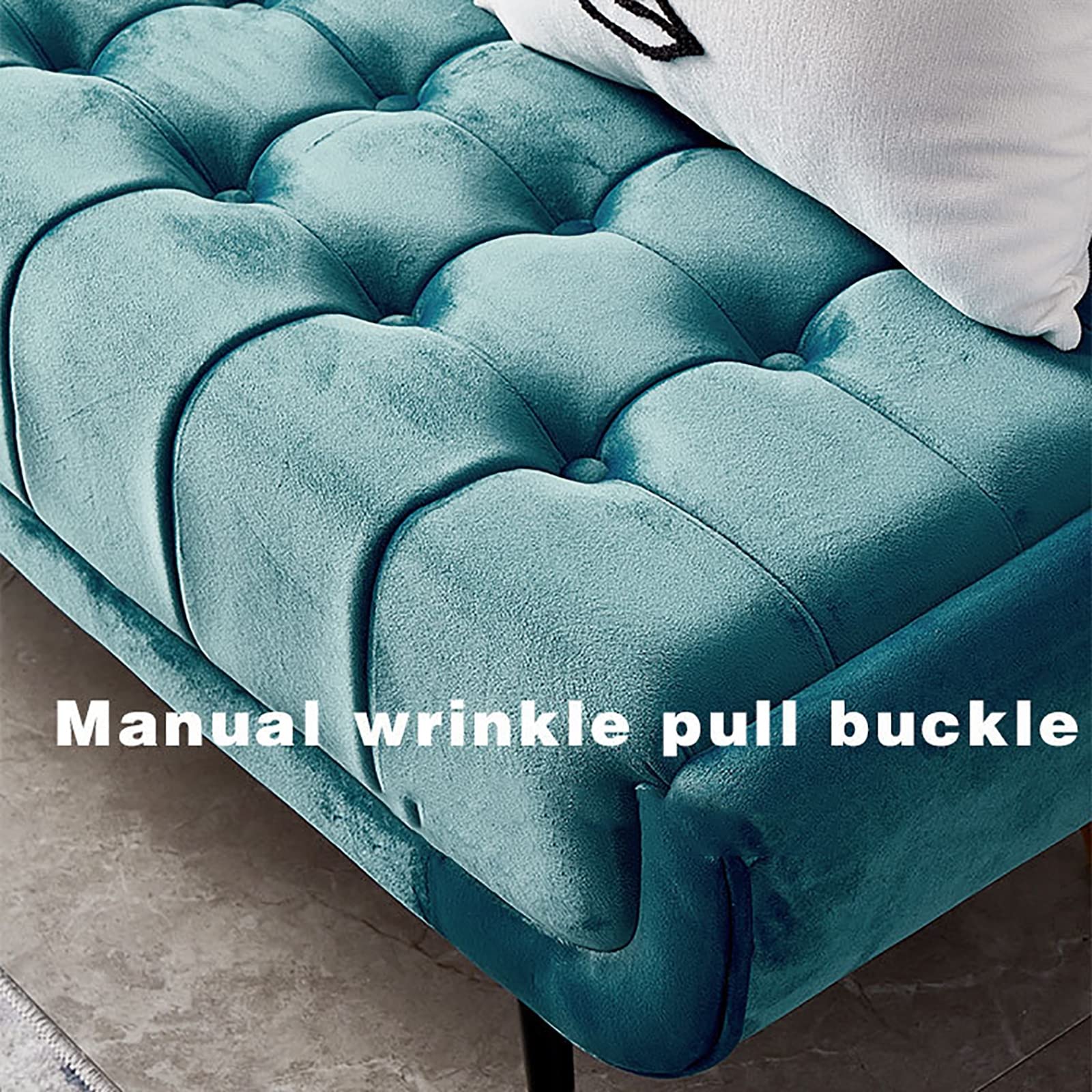 100 * 47 * 43 CM Banco de Almacenamiento de Terciopelo Moderno Otomano, Banco Tapizado de Almacenamiento en el Extremo de la Cama, Banco Decorativo Tapizado Rectángulo con Patas de Metal par