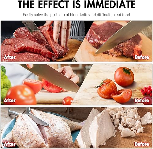 Miniatura 6 de Simple Deluxe Paquete de 3 afiladores de cuchillos de cocina 4 en 1 sacapuntas de cuchillos de 4 etapas con un par de guantes resistentes a los