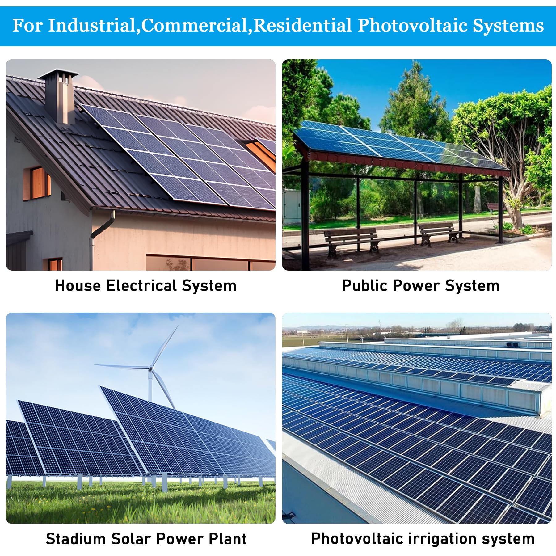 Caja Combinadora Solar Fotovoltaica, 1000V 40A 2 en 2 Salida 2 String PV DC Interruptor de Aislamiento Caja Combinadora Solar Caja de Distribución IP65 Impermeable, para Sistemas Solares Fotovoltaico