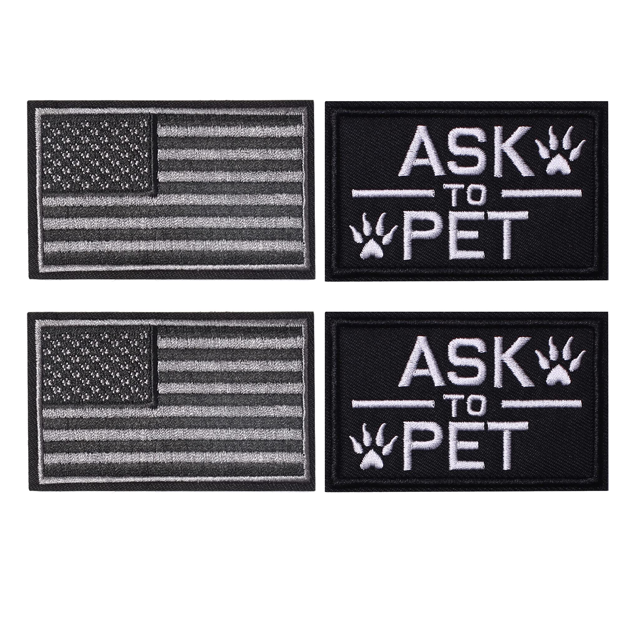 J CARP 2 Pieces Tactical USA Flag Patch with 2 Pack Ask to Pet Dog Patches