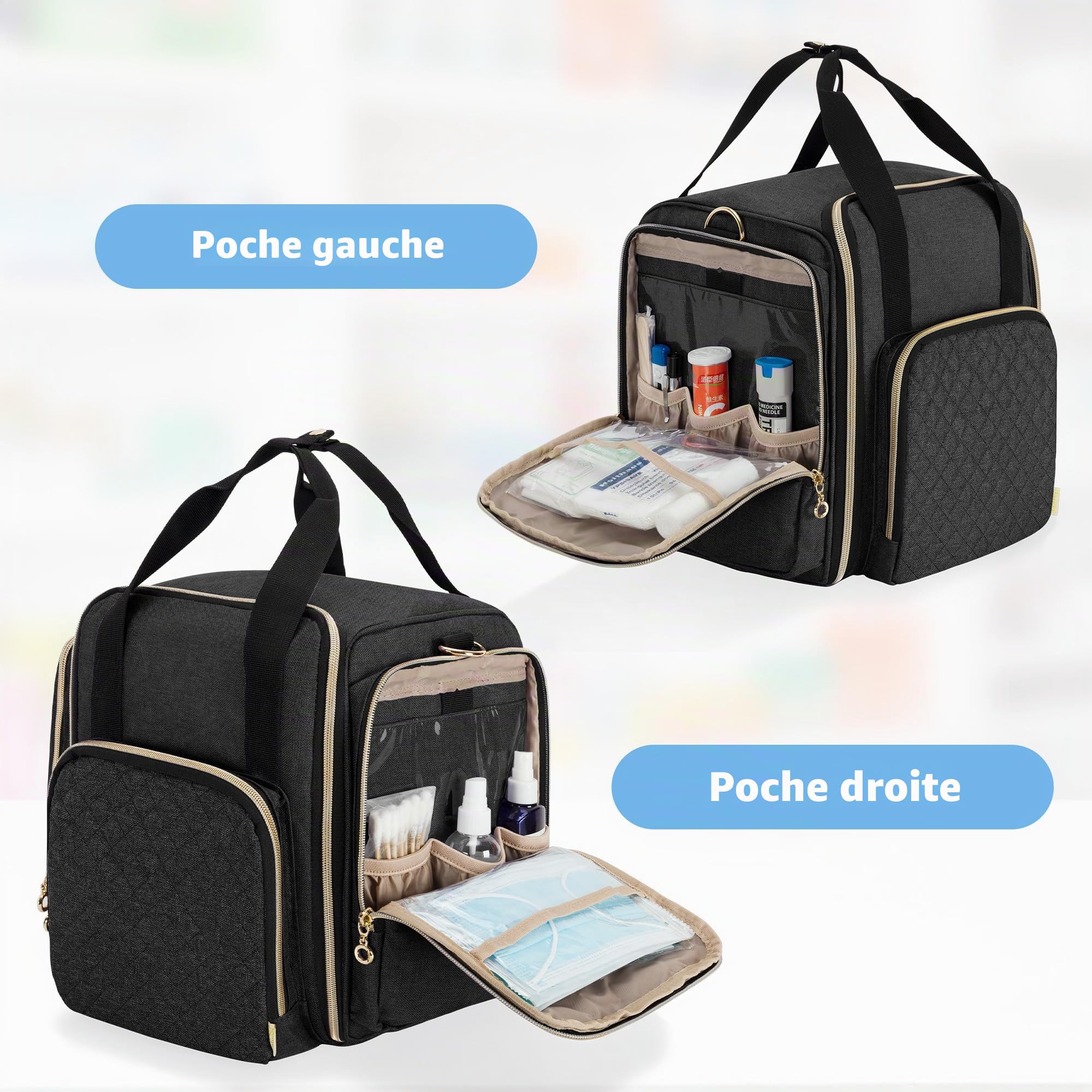 LUXJA Sac de rangement pour médicaments avec 4 étuis intérieurs amovibles