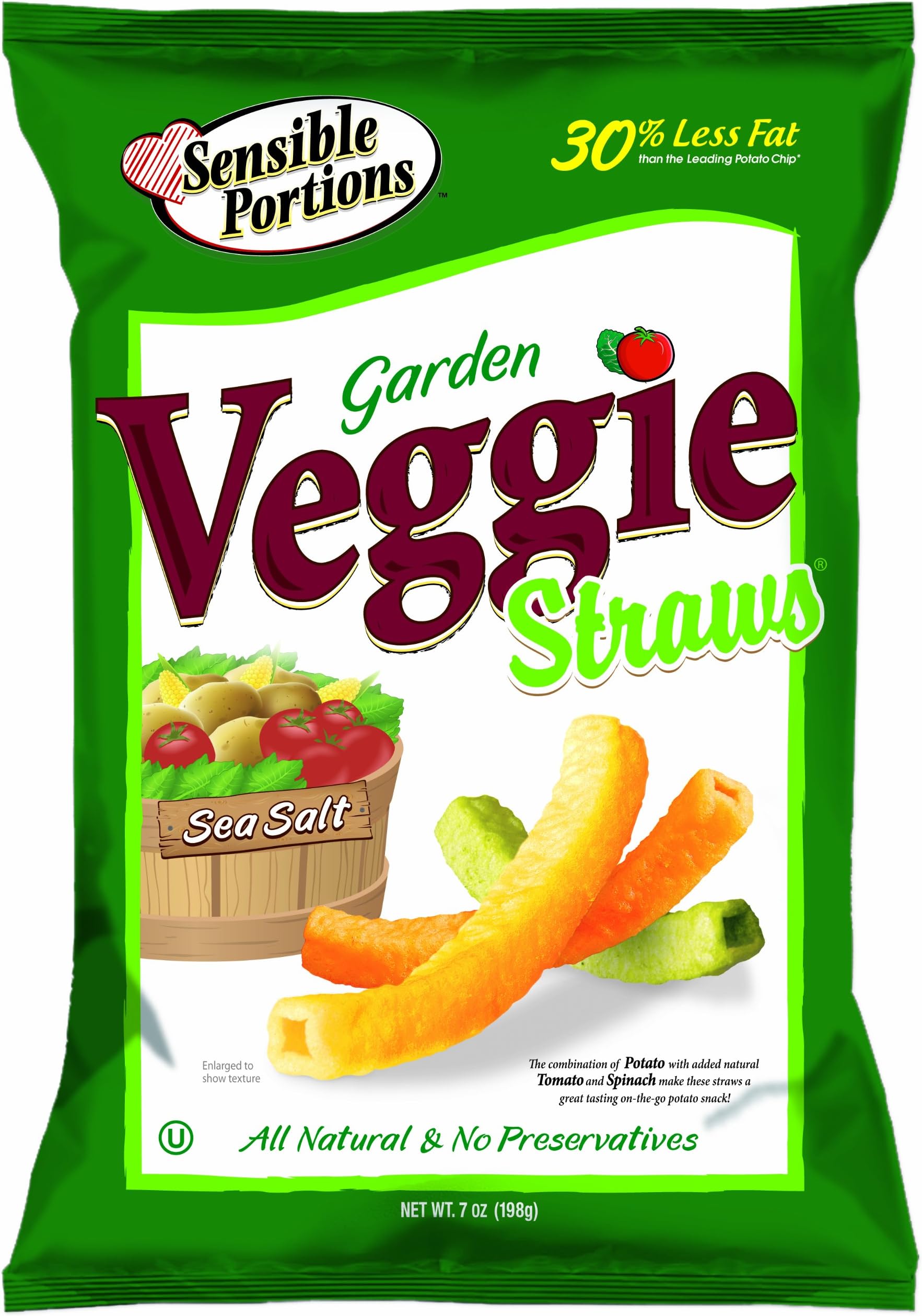Sensible Portions Veggie Straws Original Sea Salt, 20 Ounce Bags (Pack of 3)