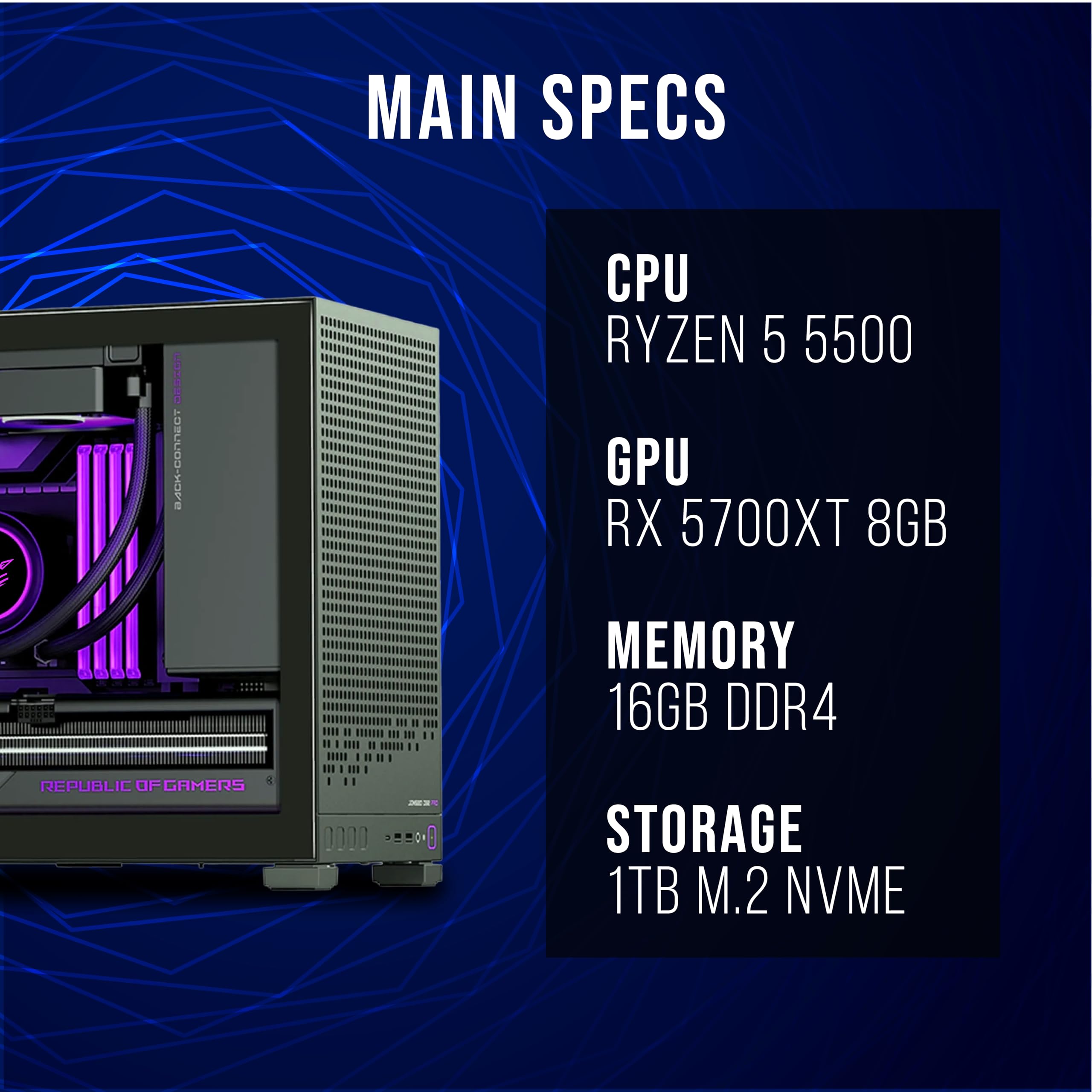 TWELF Nyx D32 Gaming PC – Ryzen 5 5500, RX 5700XT 8GB (Comparable