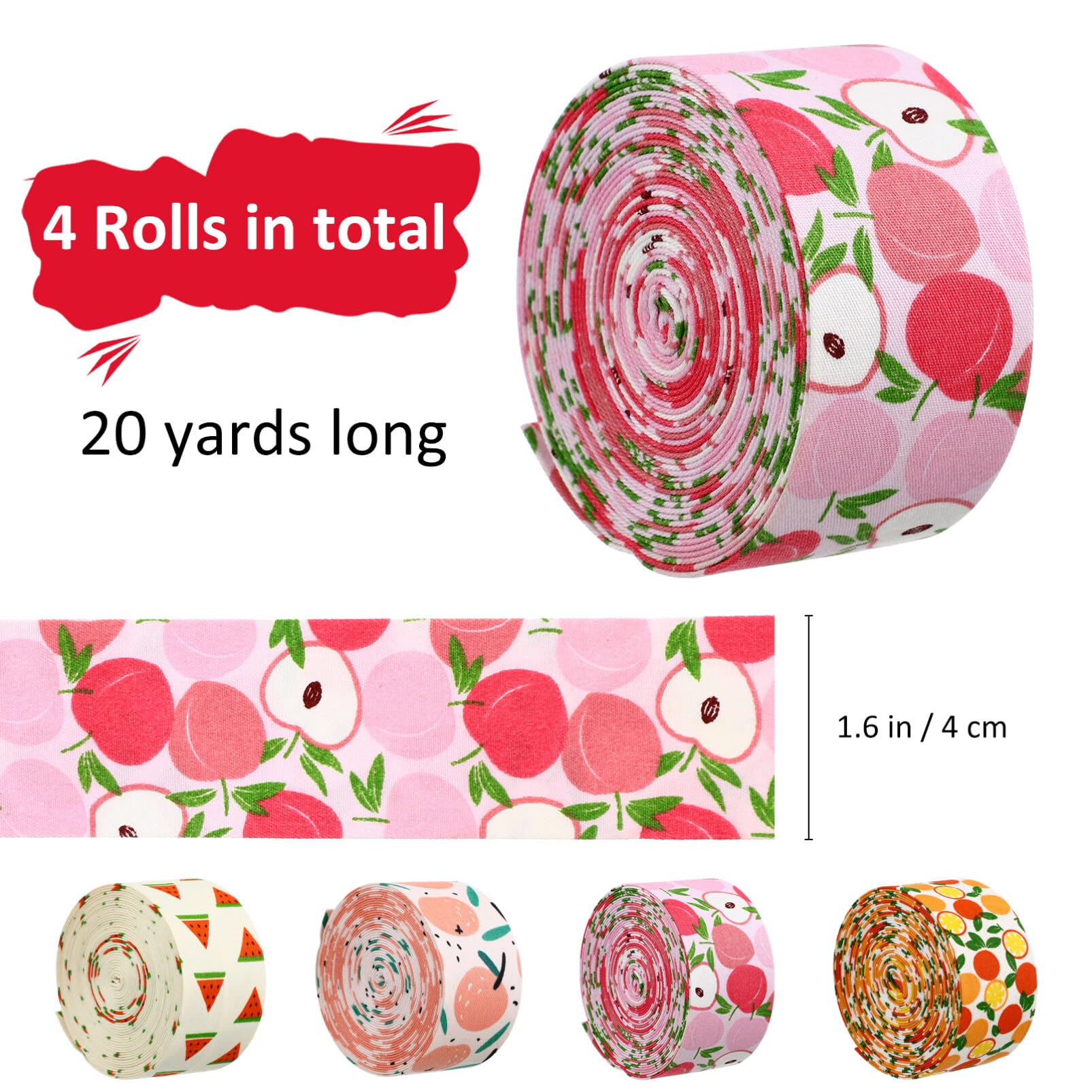 Operitacx 4rollen Sommer Früchte Dekoband Bunte Stoffbänder Für Bastelprojekte Geschenkverpackungen Und Blumensträuße Yards Aus Strapazierfähigem Polyamid Für Babyparty-dekorationen
