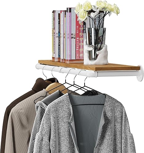 Miniatura 6 de Perchero industrial para ropa de tubería montado en la pared, resistente que ahorra espacio, barra de ropa desmontable multiusos para colgar, 36