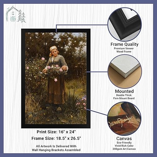 Miniatura 2 de Gathering Roses por Daniel Ridgway Knight - Lienzo enmarcado para decoración de pared, lienzos de reproducción de pinturas de obras de arte finas,