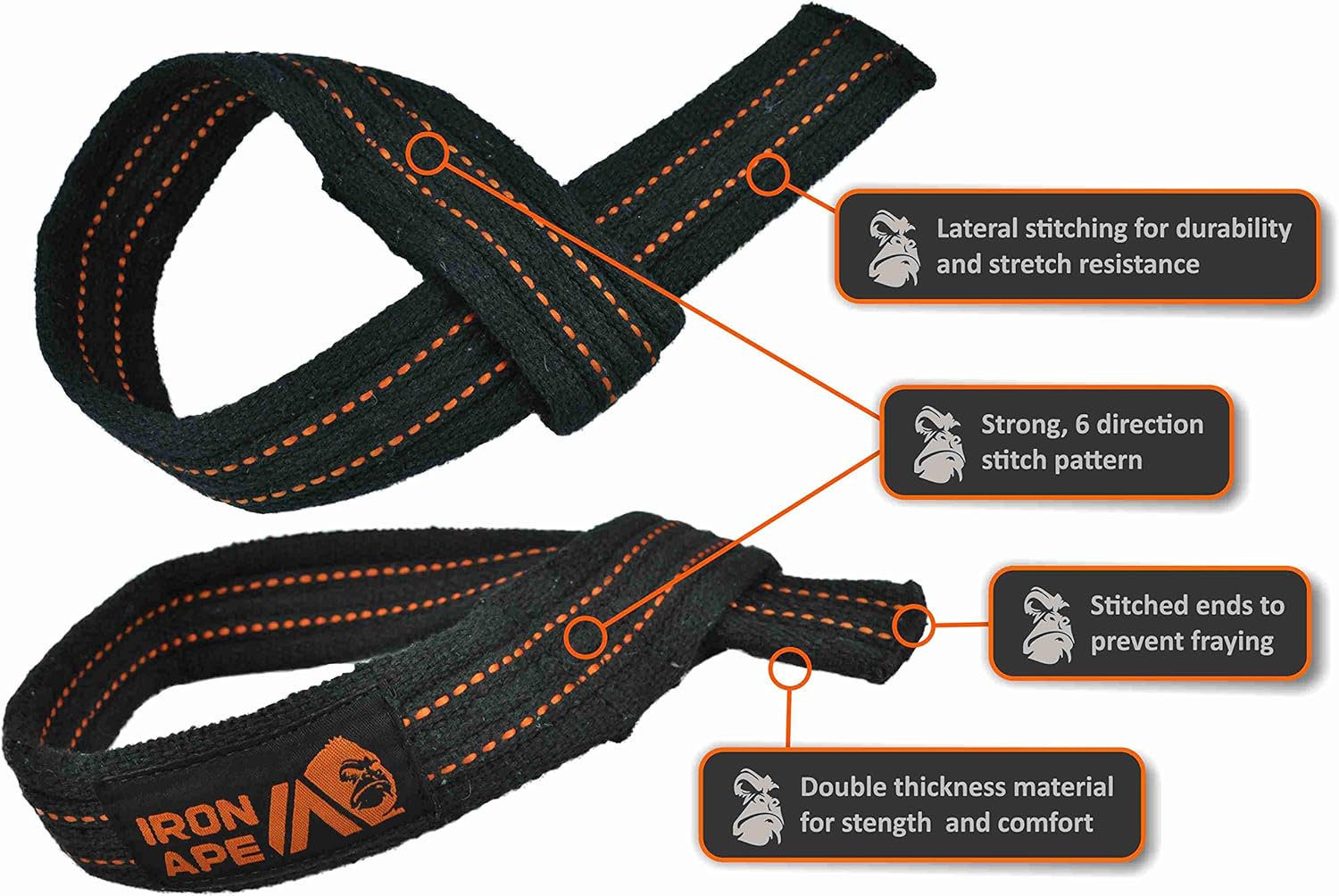 IRON APE Figure 8 Straps and Traditional Weightlifting Wrist Straps for Weight Lifting and Deadlift, Multi Pack, Cotton, 3 Sizes : Sports & Outdoors