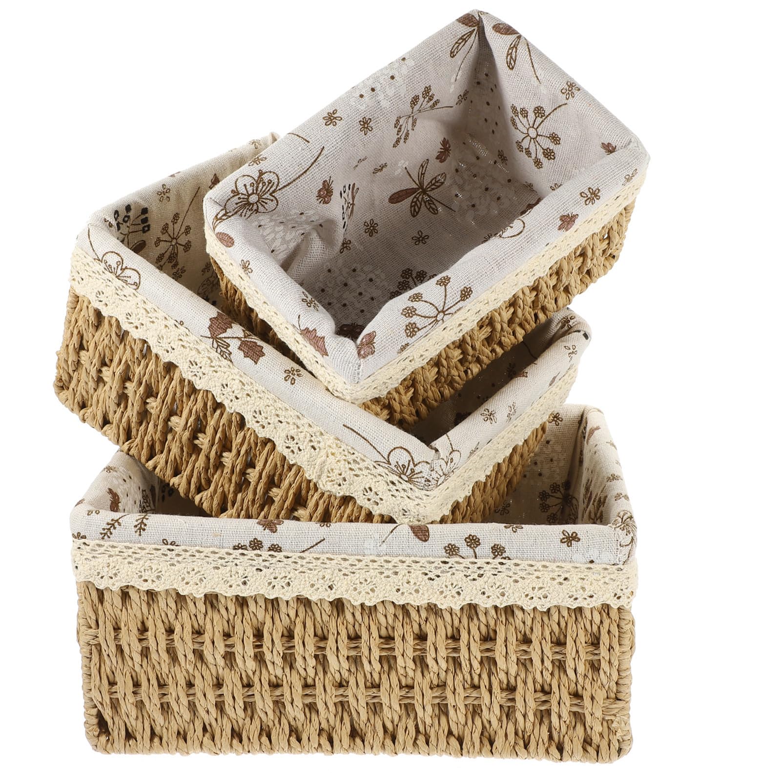 Panier de rangement fin du désordre lot de 3 paniers beige