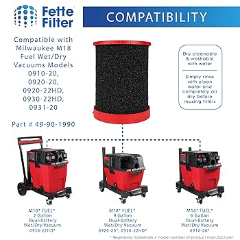 Fette Filter - 49-90-1990 Large Wet/Dry Vac Foam Wet Filter