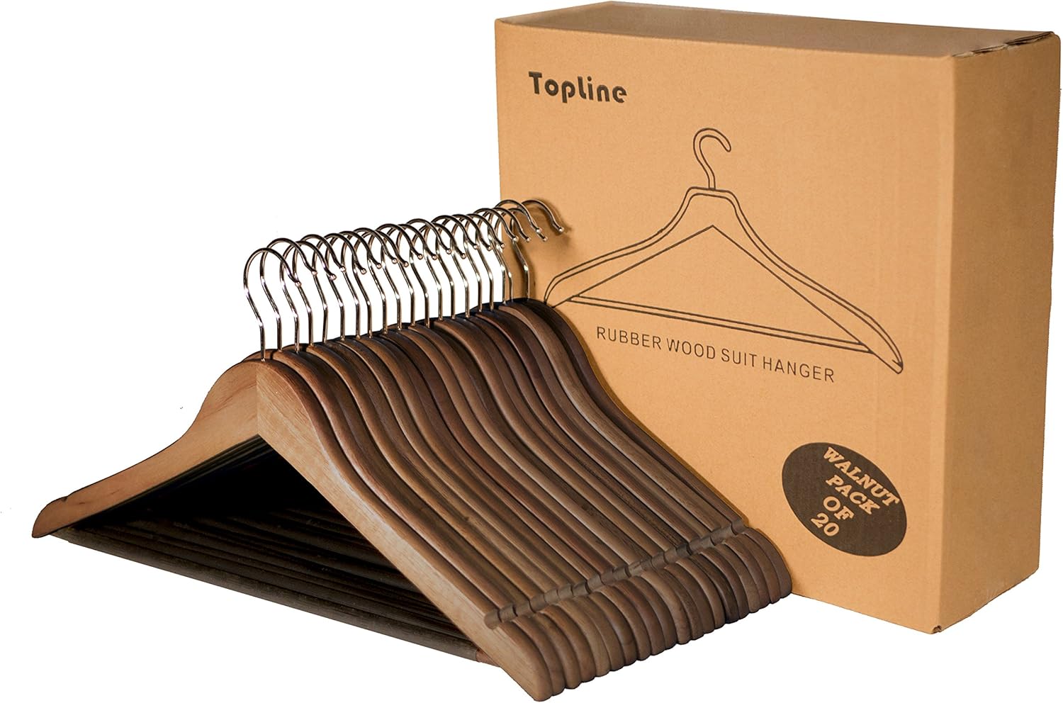 🔥 Hot Deals Topline Classic Wood Suit Hangers - 20 Pack (Walnut Finish)