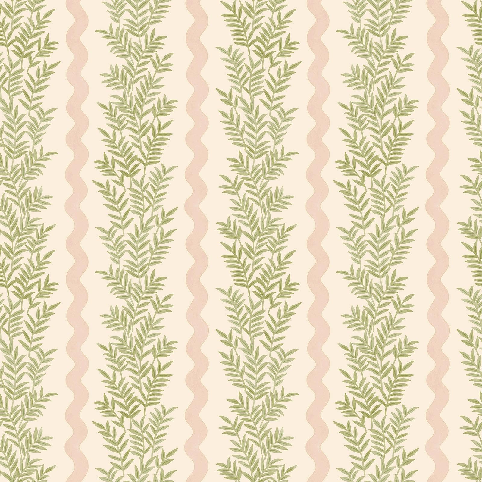 Holden Decor Foliage Stripe Cream Blush Paste The Paper Washable Wallpaper