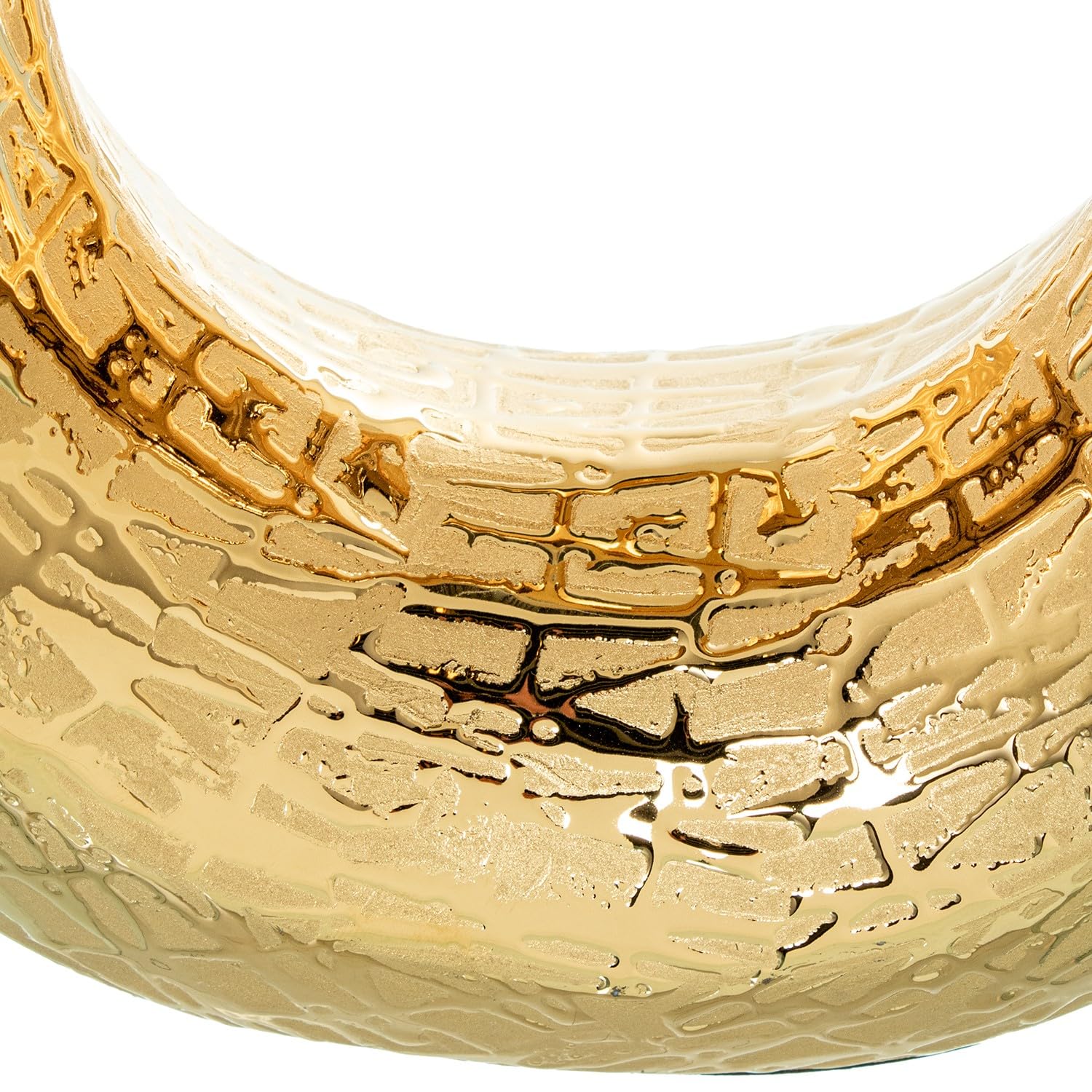 Lampara de sobremesa de Ceramica Dorada con Pantalla 38x24x54cm
