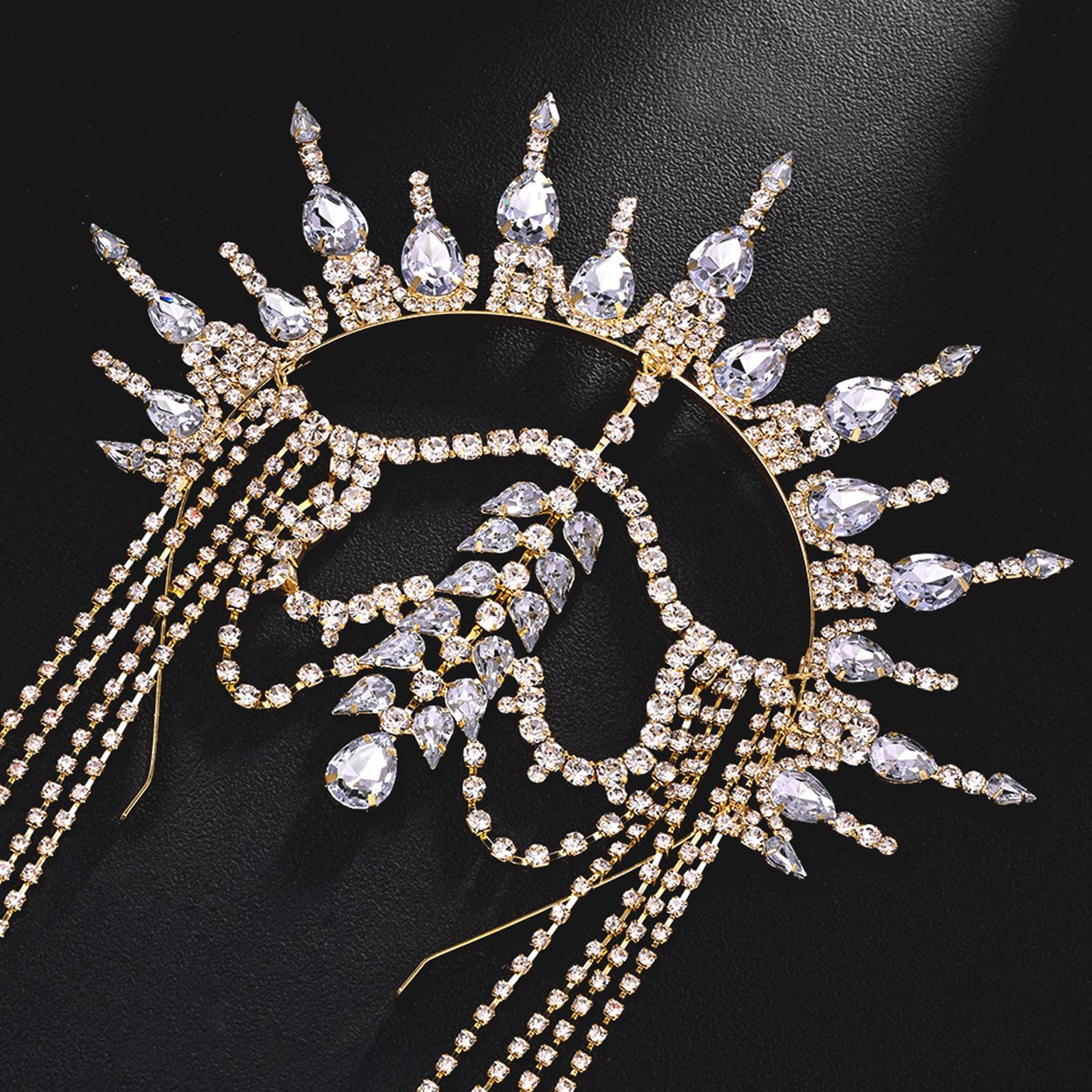 Fascia per capelli con strass scintillanti, decorazione per gli appassionati di moda, elegante accessorio per capelli per feste e celebrazioni, fascia per capelli con strass scintillanti con nappe