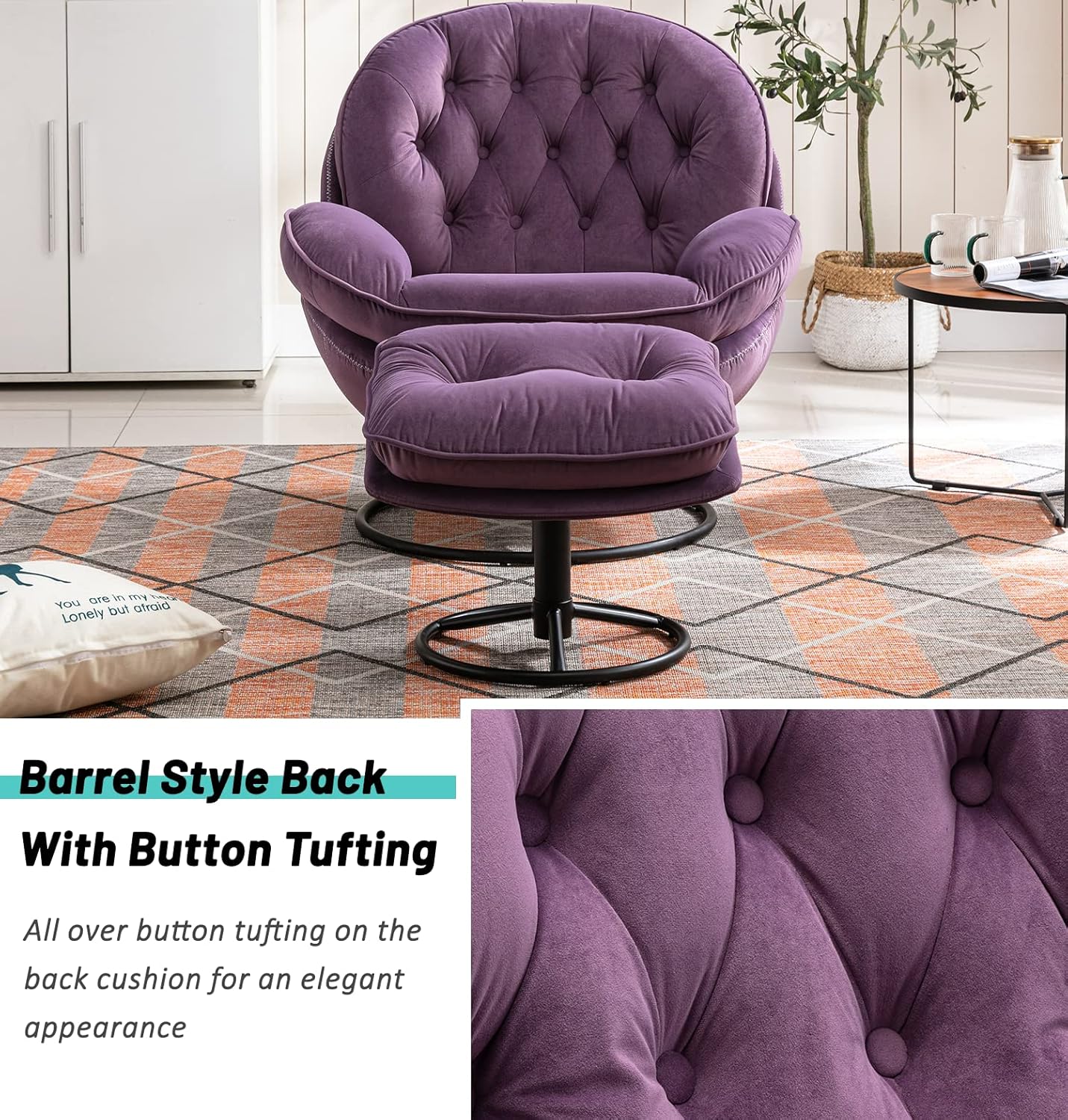 Buy JOYBASE Lounge Chair with Ottoman, Swivel Accent Chair with Ottoman