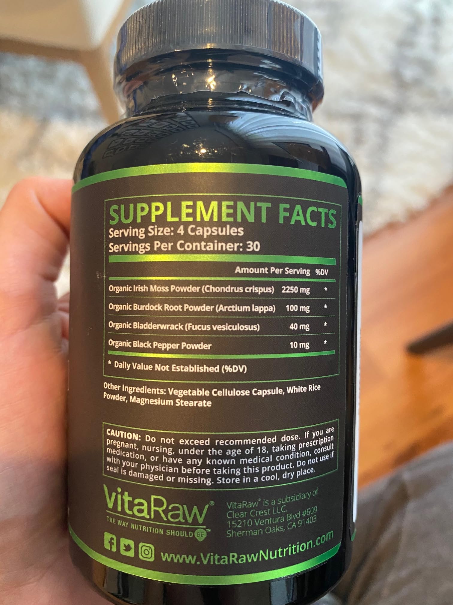 VitaRaw Organic Irish Sea Moss Capsules 2400 mg - Burdock Root and Bladderwrack Powder Real Seamoss Pills for Immune Support, Joint and Gut Health Help - Raw Sea Moss Advanced Herbal Supplement — Amazon image 9