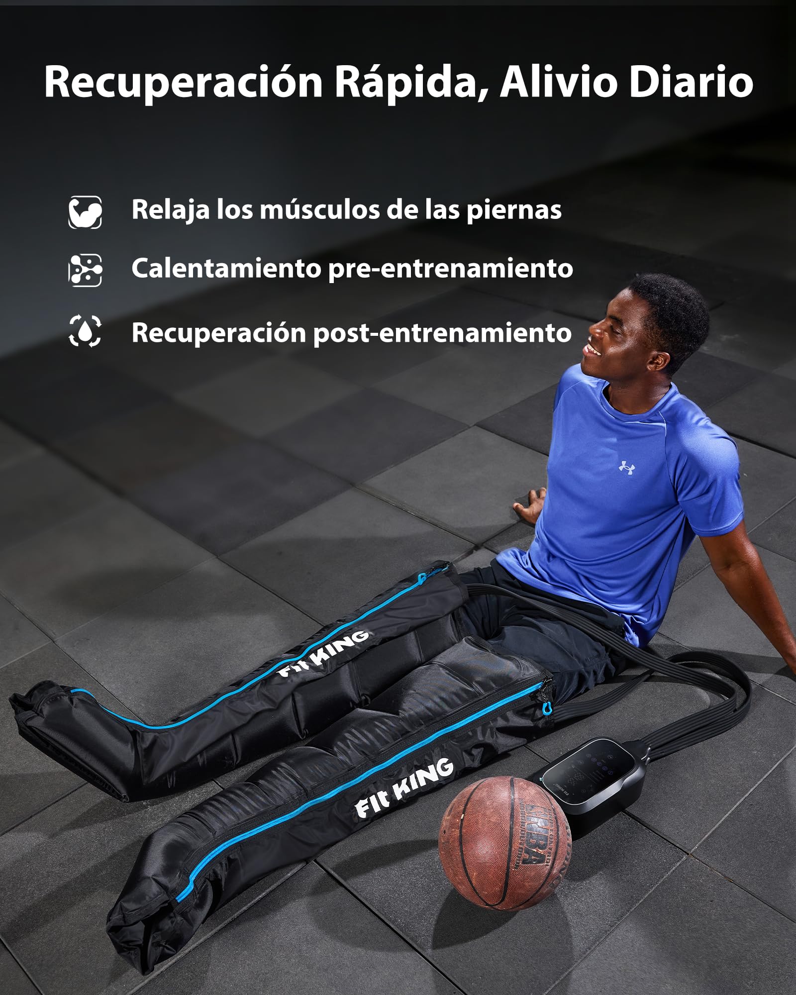 FIT KING Botas de Presoterapia para Piernas Recargables Masajeador Inalámbrico con Compresión de 5 Zonas para Alivio del Dolor Muscular, Mejora de la Circulación y Recuperación Rápida (S)