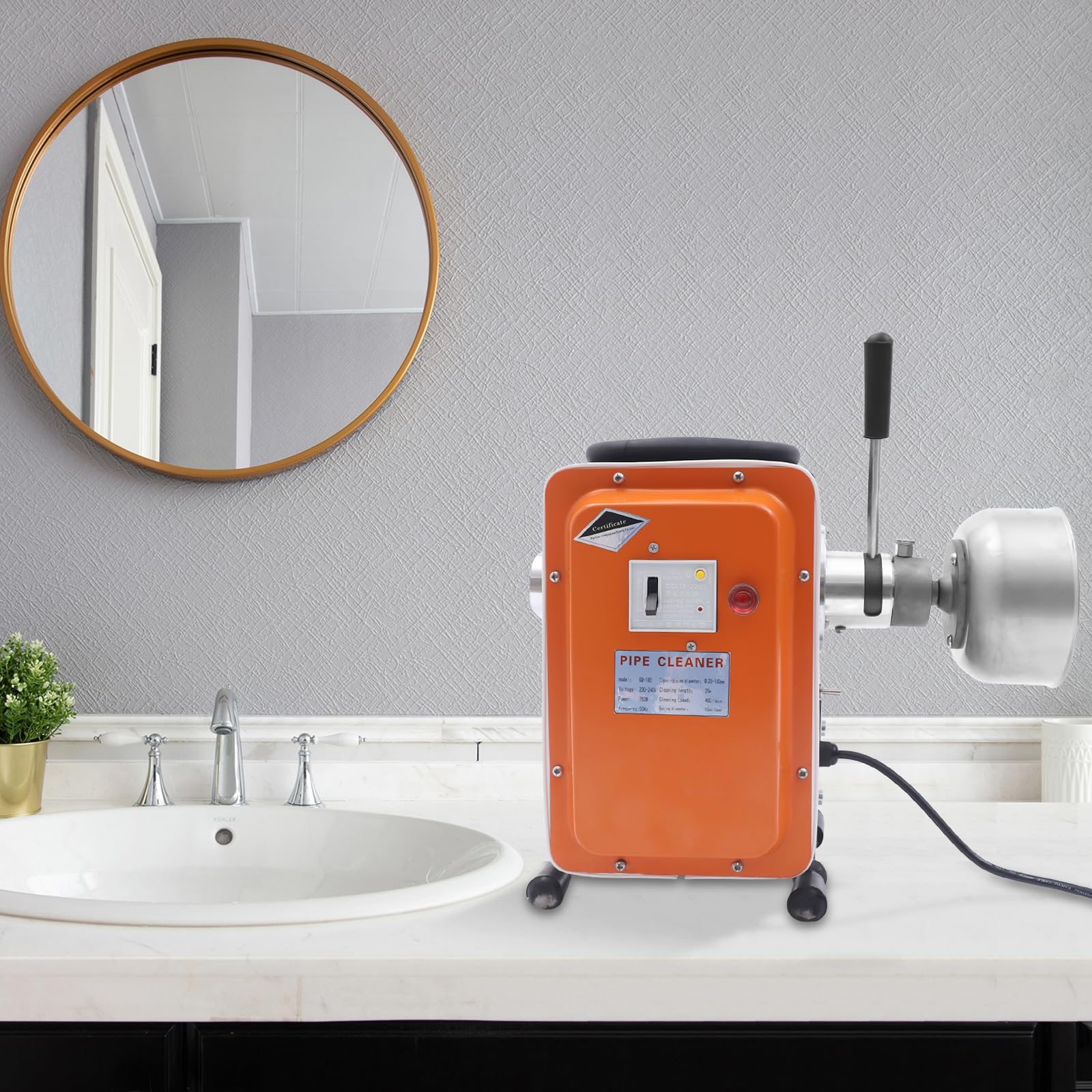 750 W, 400 giri/min, macchina per la pulizia dei tubi, lunghezza di 20 m, pulitore ad alta pressione, pulitore per tubi