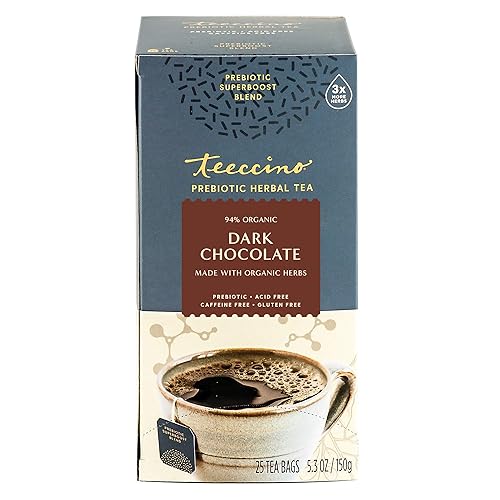 Miniatura 7 de Teeccino Chocolate oscuro - Té de hierbas prebiótico SuperBoost - Apoya tus probióticos con GOS vegano y XOS orgánico para una buena salud