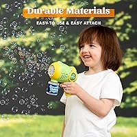 Vista 4 de Joyin - 2 pistolas de burbujas para niños con 4 botellas de solución, máquina automática de burbujas con 8 agujeros para niños, adultos, juguetes