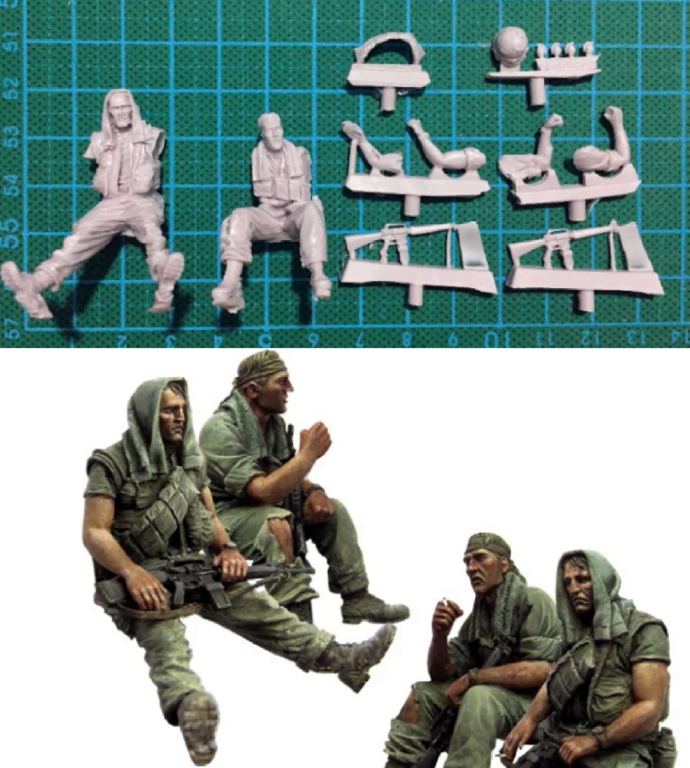 Kit Figurines Résine Soldats Vietnam 1/35 - Non Assemblé, Non Peint - Scène Sauvetage Camarades