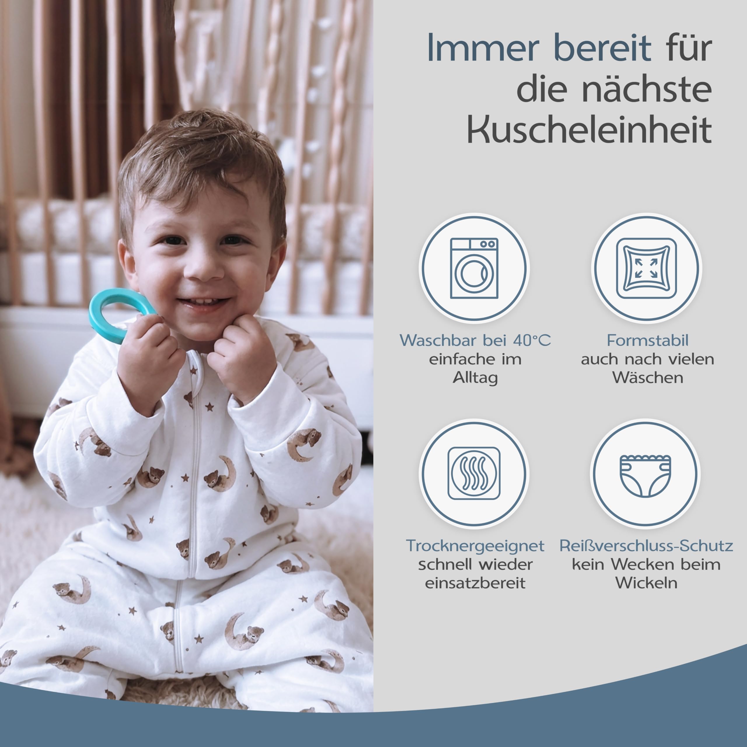 Saco de dormir para bebé con pies 0,5 TOG – Verano y entretiempo – 100% algodón orgánico GOTS – Saco de dormir para bebé con mangas desmontables y puños plegables (Oso, 80/86)