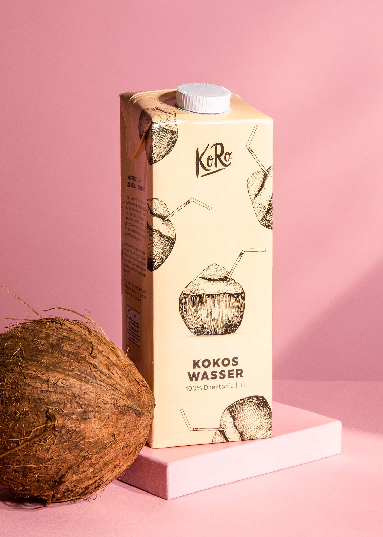 KoRo - Acqua di cocco bio 12 x 1 L - senza zuccheri (contiene naturalmente zuccheri) e conservanti - per cocktail, mocktail, gelati e sorbetti