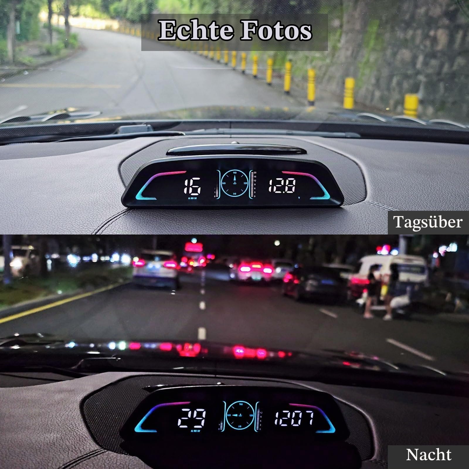 Car HUD Head Up Display, MPH and KM/H, AMROOLOO, Heads Up Display Car, Display Car Speed, RPM, Time and Other Functions, Digital Speedometer Auto MPH