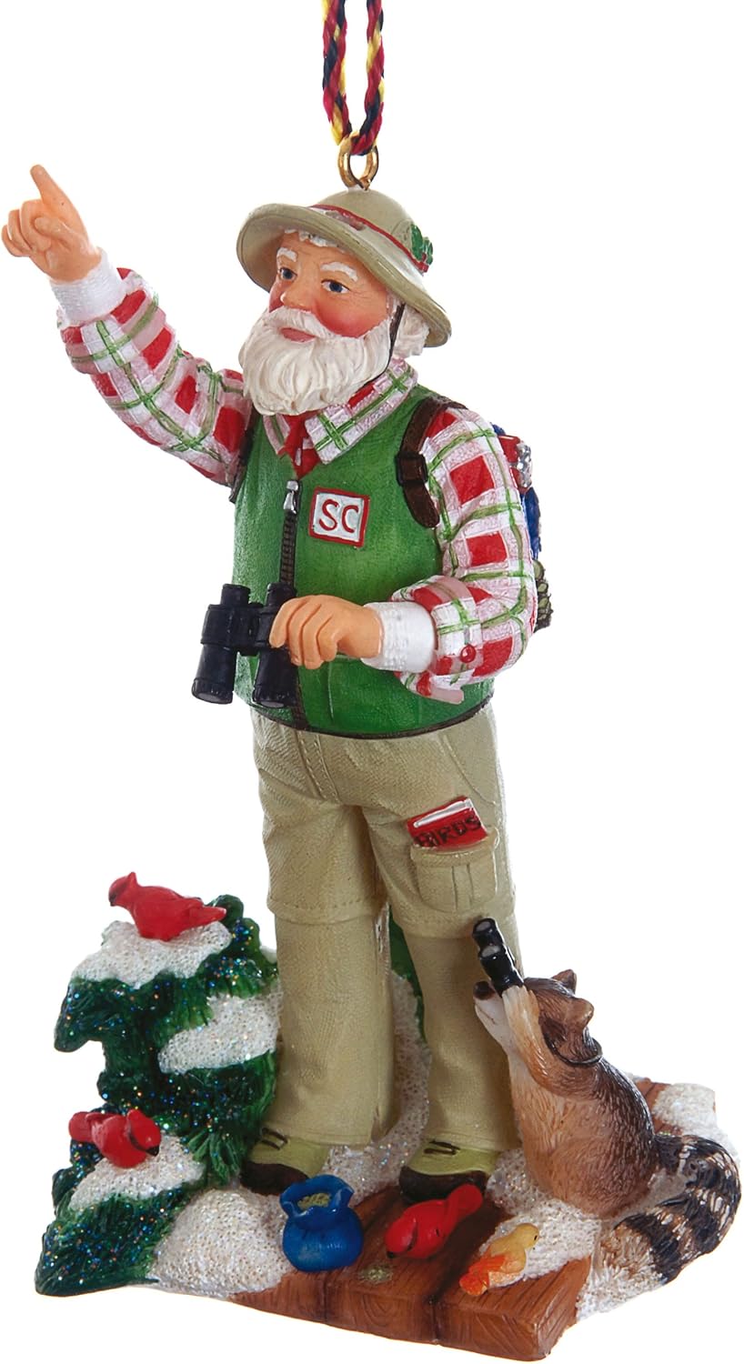 Outside Inside Birdwatching Santa Ornament Home & Kitchen