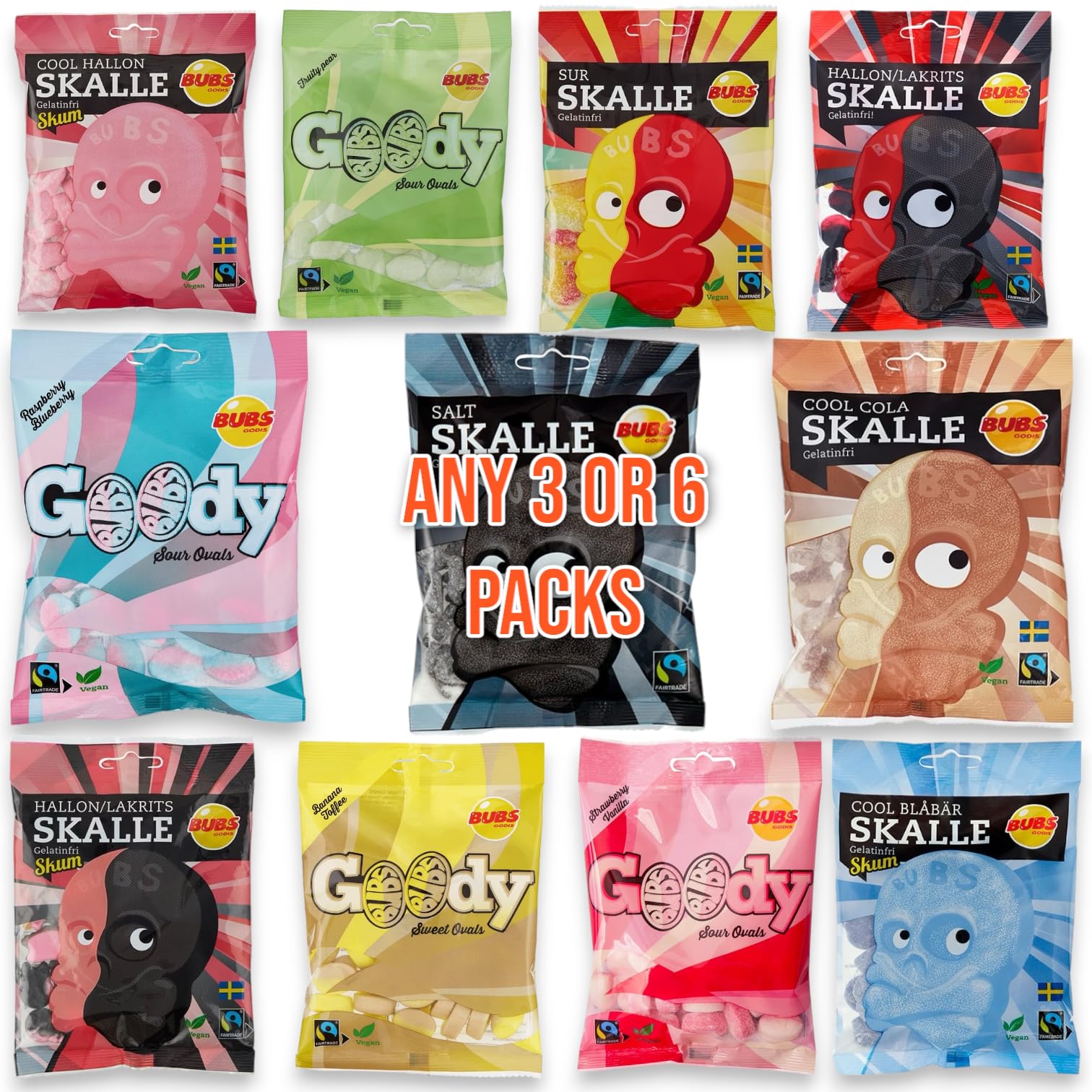 Bubs Sweets Selection - Choose Your Favourite 3 or 6 Packs, Assorted Flavours (3 Packs)