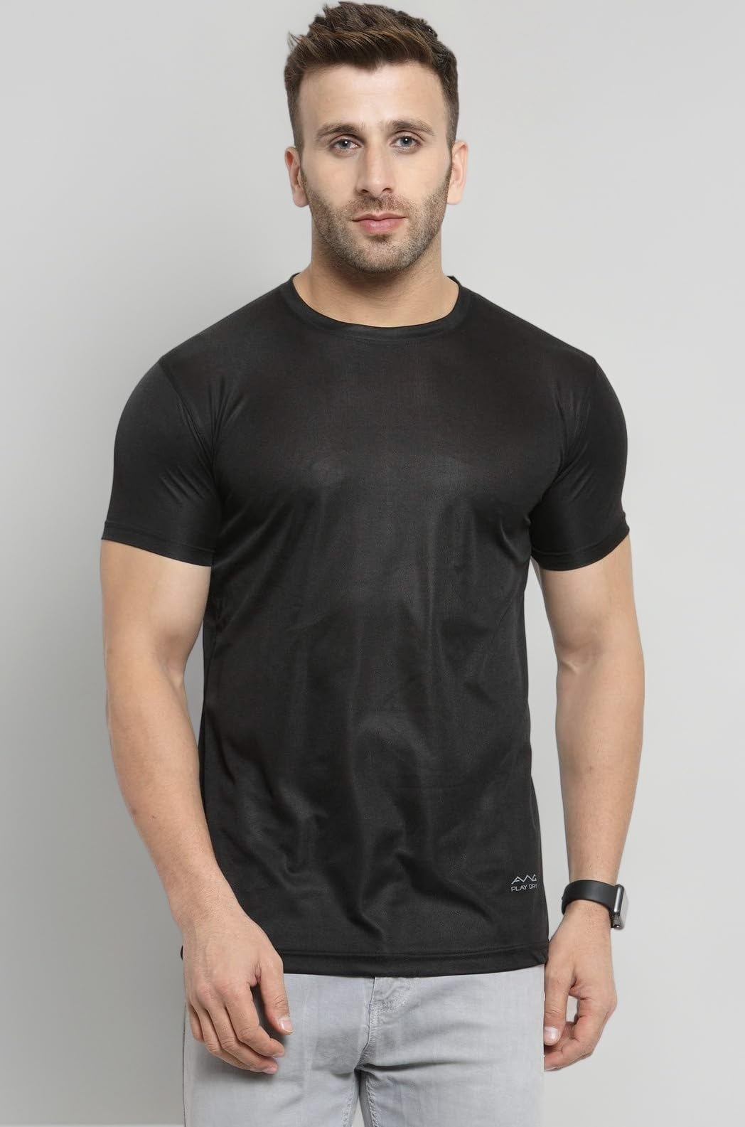 Men’s Round Neck Half Sleeves, Lightweight Quick Dry Regular Dry Fit Sports T-shirt