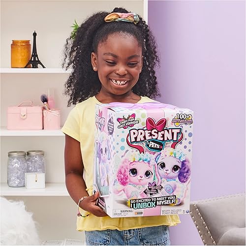 Miniatura 9 de Present Pets, Juguete de Peluche Sorpresa Interactivo de Fairy Puppy con Más de 100 Sonidos y Acciones (El Estilo Puede Variar), Regalos para Niñas,