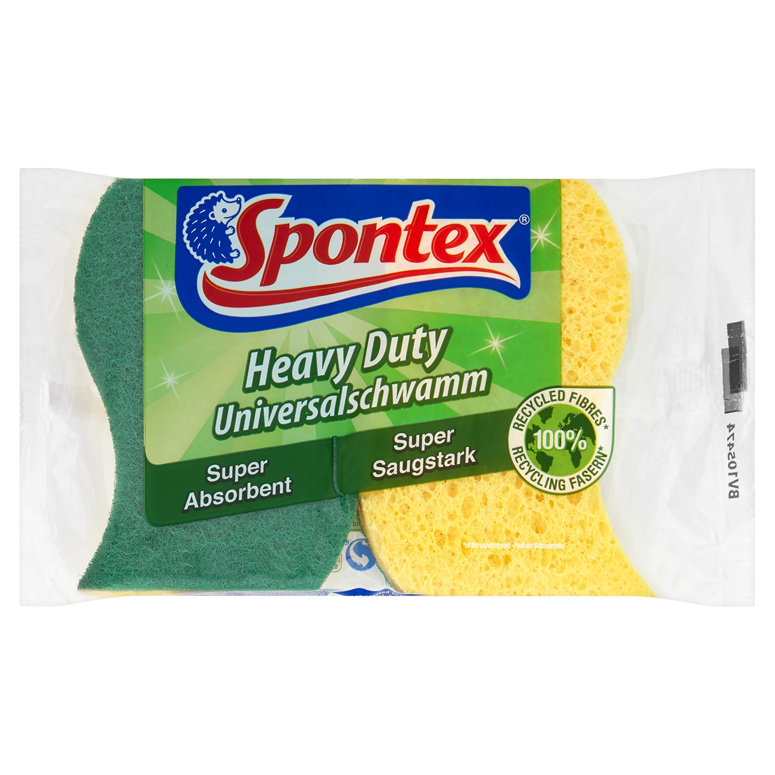 Spontex Heavy Duty Super Absorbent Sponge Scourers, Pack of 2