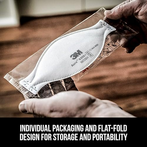 Miniatura 8 de 3M Aura Particulate N95 Respirador 9205+, diseño ligero de pliegue plano, sin válvula, 20 unidades (paquete de 1)