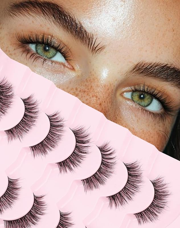 Onlyall Cílios Postiços Naturais Wispy D75, 7 Pares