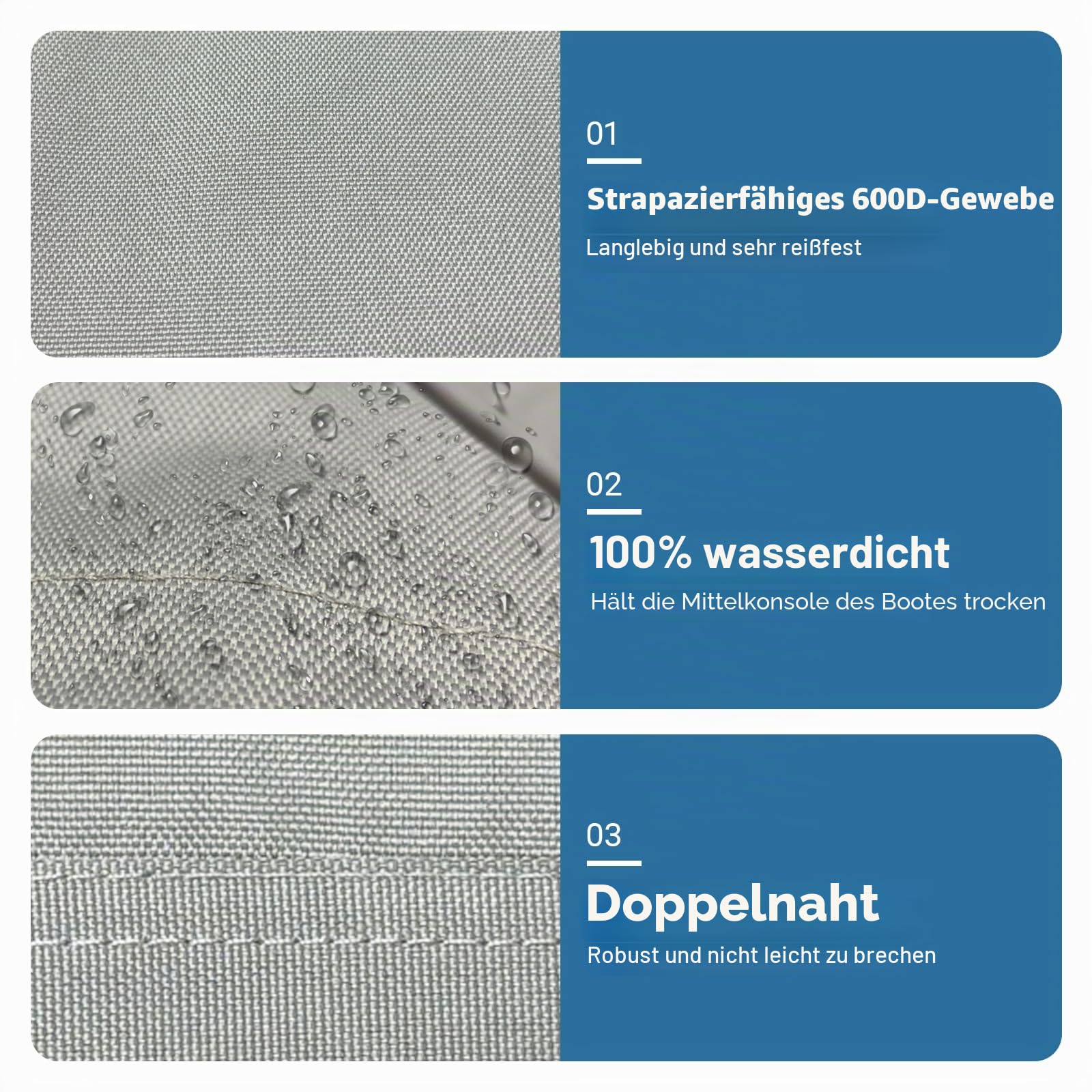 Boot Center Konsole Abdeckung, 600D Marine Grade Polyester Leinwand, wasserdicht, grau (mittlere Größe bis 40" W 30" L 44" H)