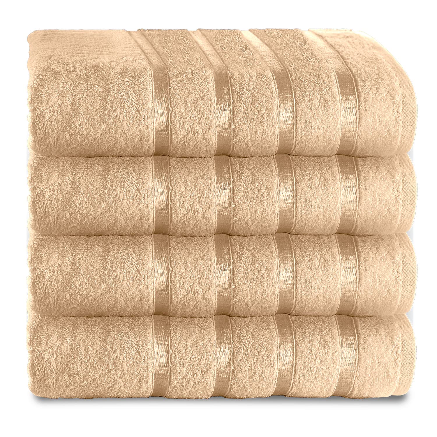 Fade Resistant Luxury Towels, Extra Absorbent 100% Ringspun Egyptian Cotton 500 GSM Bathroom Set, Peach, 4PK