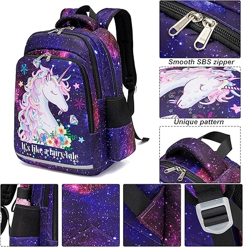 Miniatura 4 de Mochila infantil para niñas mochilas preescolares bolsa escolar para jardín de infantes con correa para el pecho Púrpura Galaxy Mochilas Daypack